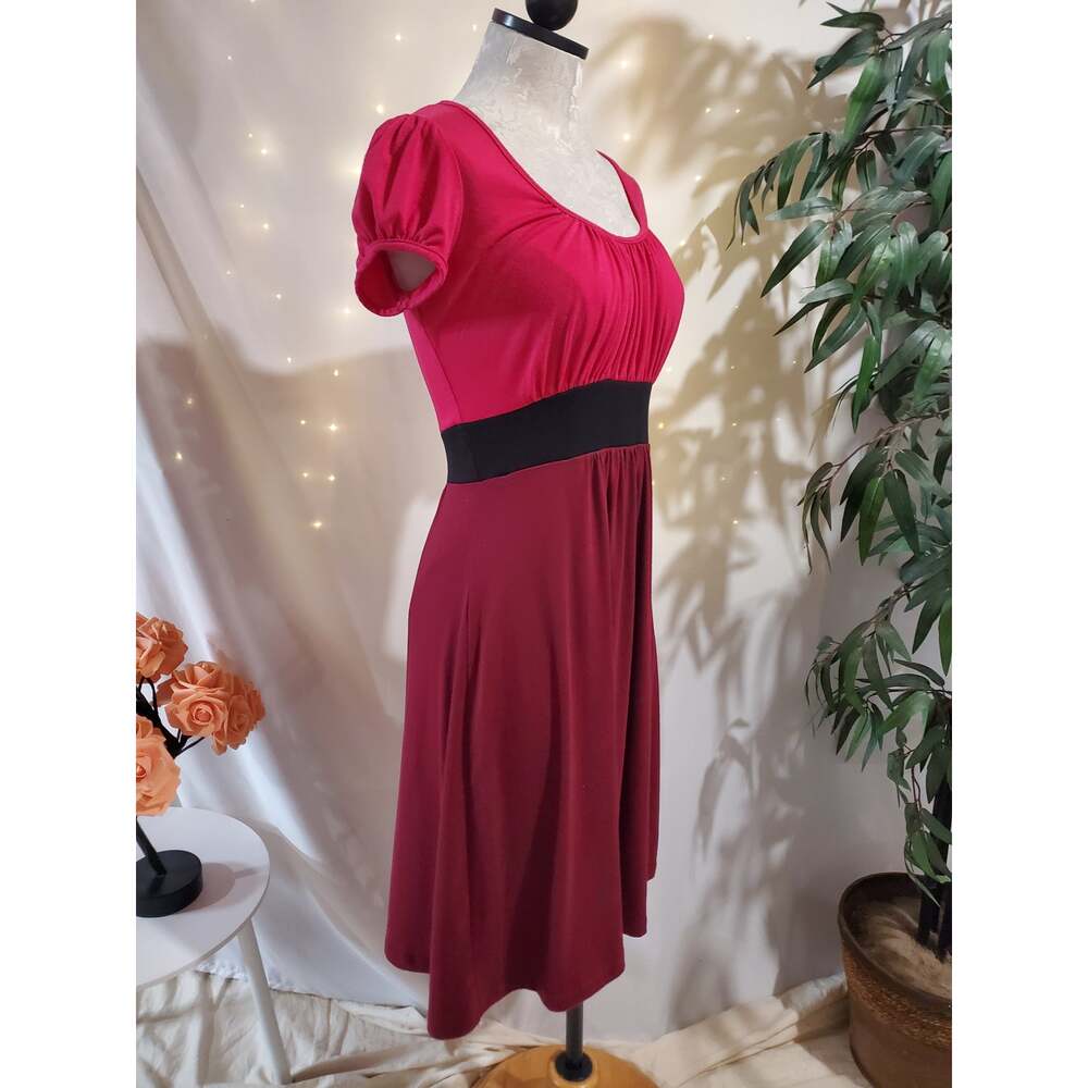 Vtg Delias 90s Y2K Ruched Babydoll Short Sleeve Dress Jr Size M Pink Scoop Neck - Picture 4 of 9